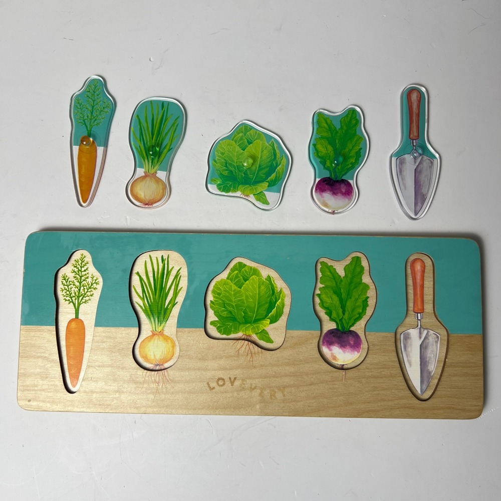 Lovevery‎ Vegetable Garden Peg Puzzle Toddler Wood Montessori Learning Toy